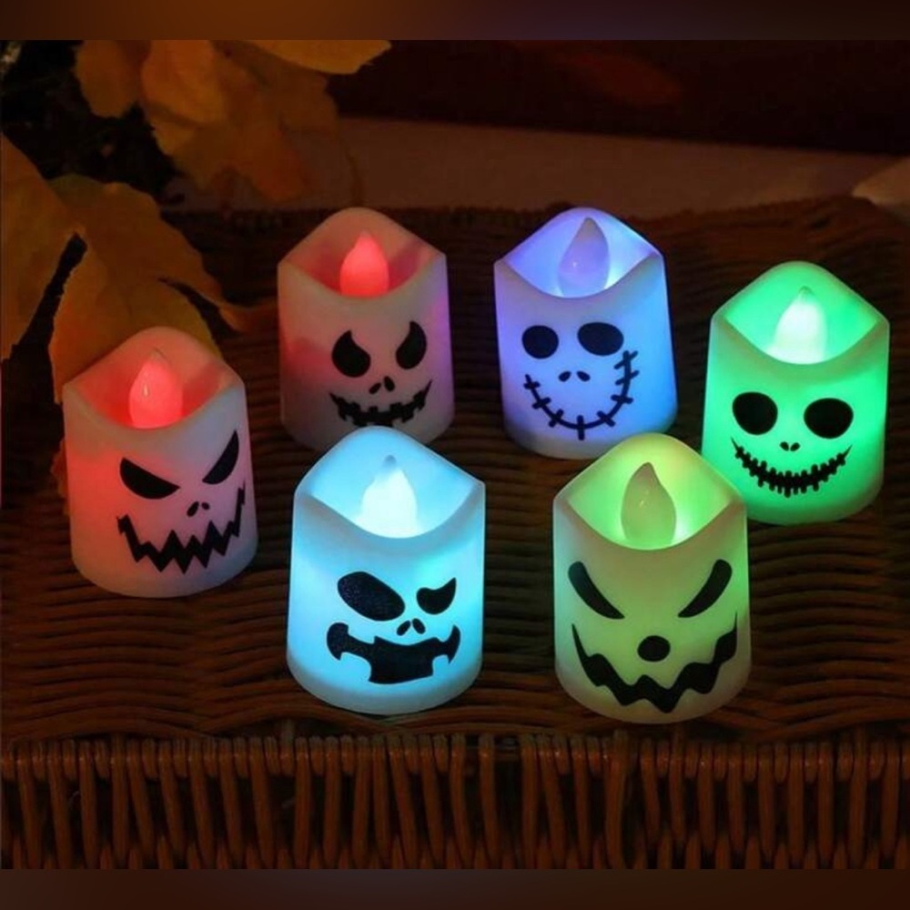 Halloween LED Candle 3 PIECE Set with Spooky Faces